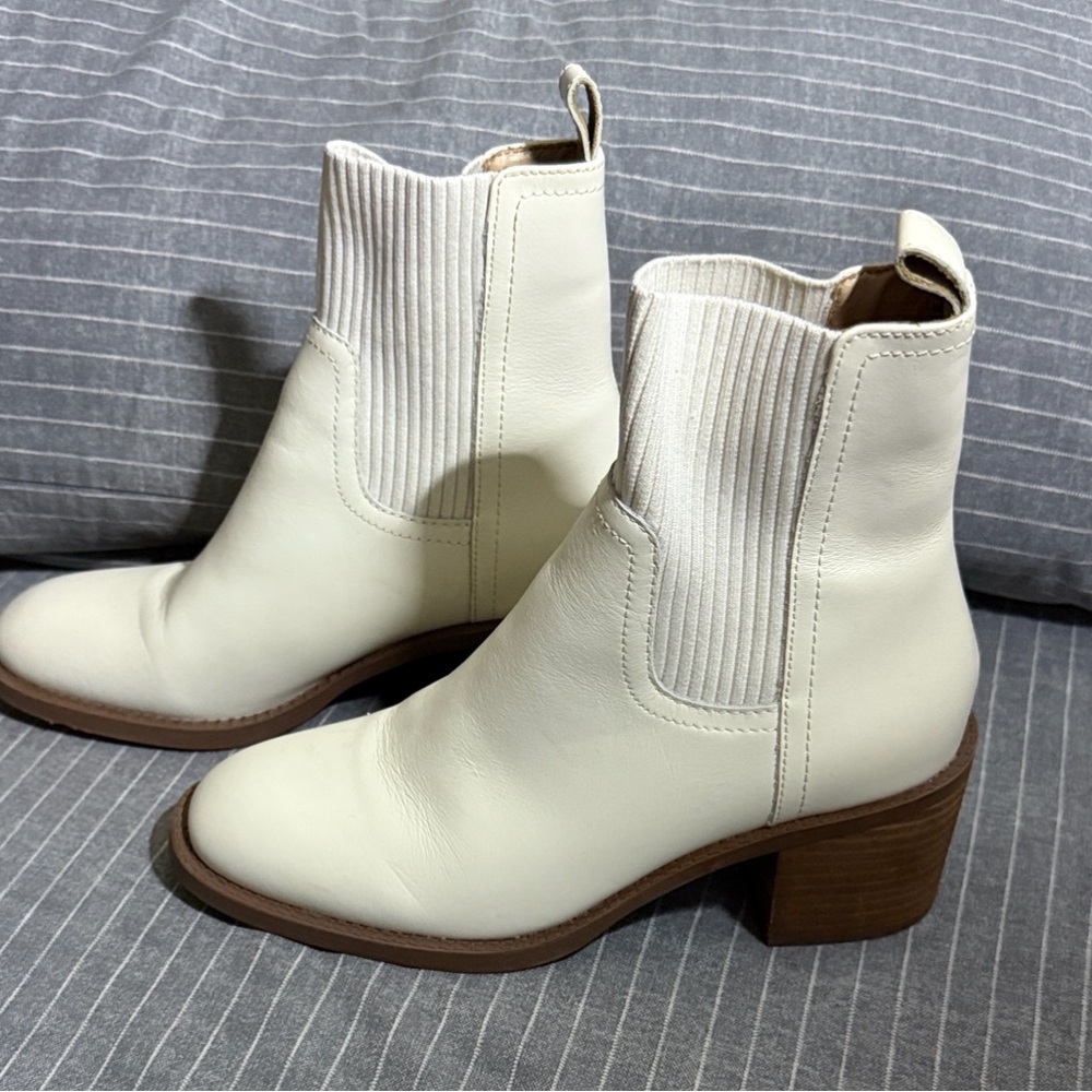Steve Madden Leather Cream Ankle Boots
